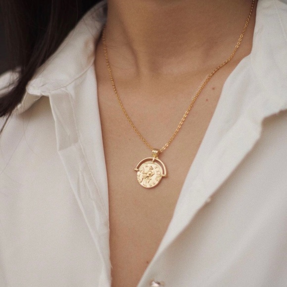 Coin pendant gold 925 sterling necklace roman - Picture 5 of 11